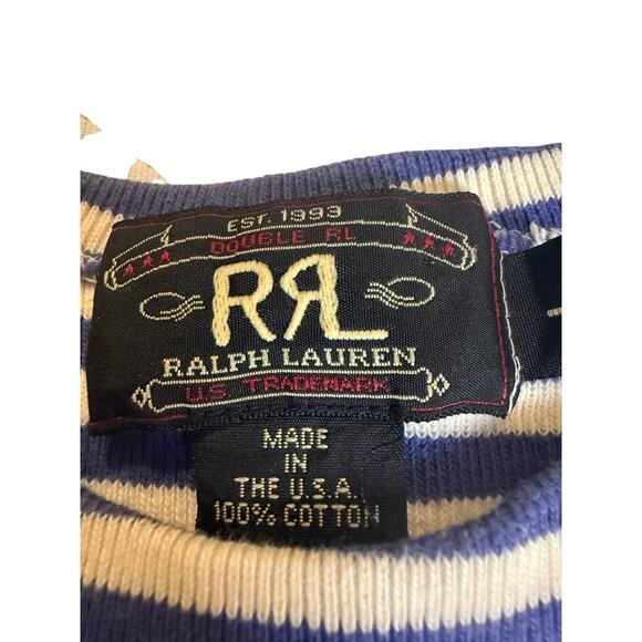 RRL Ralph Lauren Blue White Striped Tank Women’s Large Made in USA 100% Cotton - Picture 5 of 7